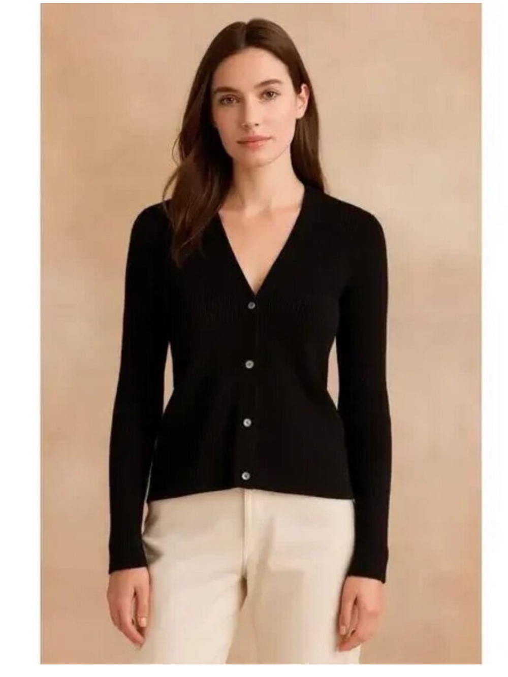 Theory Metallic Black V-Neck Plaited Cardigan